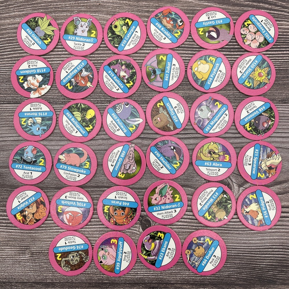 Pokémon Master Trainer Board Game 34 Pink Pokémon Chip Lot OEM Replacement Parts